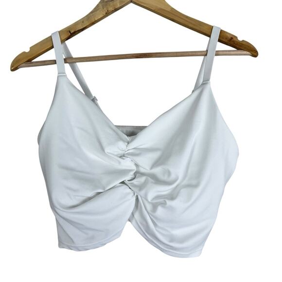 Aerie Crop Top Womens XL White Knot Twist Front Stretch Clean Girl Athleisure - Picture 1 of 4